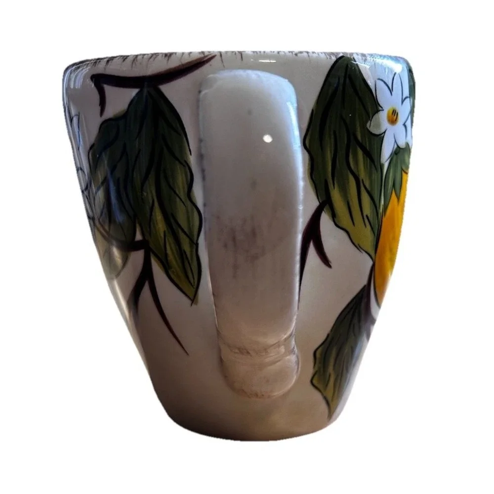 Handcrafted Earthenware Pier 1 Imports Avalon Lemon Tree Coffee Mug